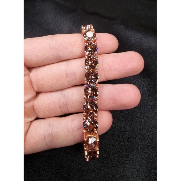 Park Lane Limited Edition Rose Gold Tennis Bracelet With Sparkling Rose Champagn - Picture 6 of 7